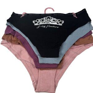 Lot Of 5 Juicy Couture Women's Sz Large Panty Brief Hipster Assorted Colors New